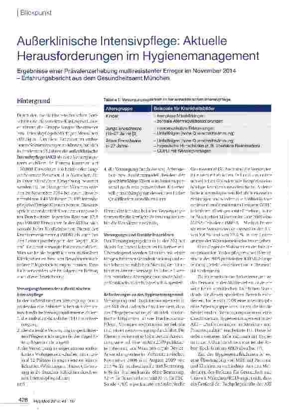 Vorschauseite 1: Außerklinische Intensivpflege: Aktuelle Herausforderungen im Hygienemanagement