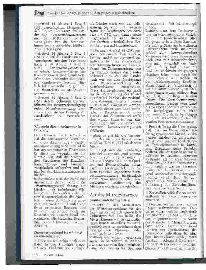 Vorschauseite 4: Krankenhausinvestitionen in den neuen Bundesländern Artikel 14 GSG: Gesetzgeberische Intention und Umsetzungsproblematik
