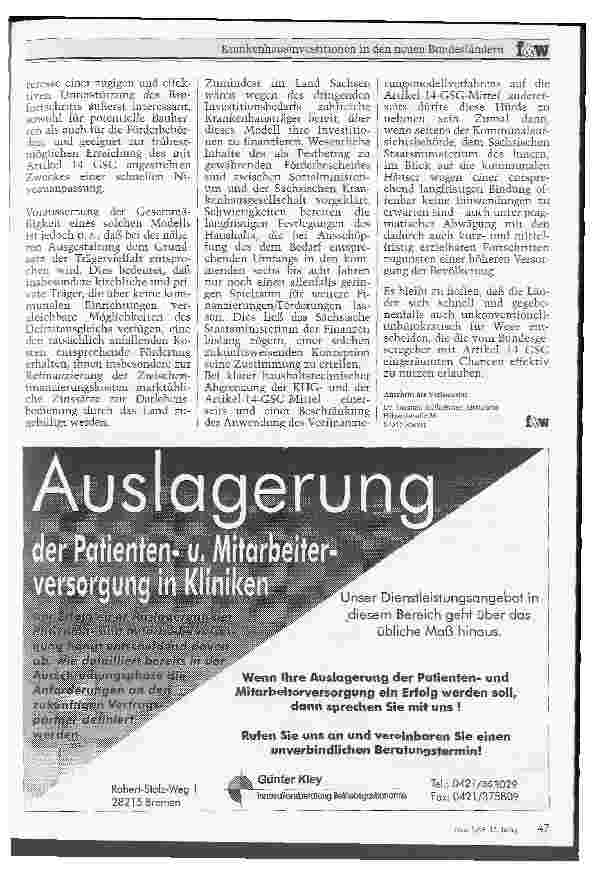 Vorschauseite 5: Krankenhausinvestitionen in den neuen Bundesländern Artikel 14 GSG: Gesetzgeberische Intention und Umsetzungsproblematik
