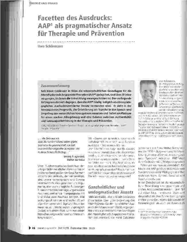 Vorschauseite 1: Facetten des Ausdrucks: AAP1 als pragmatischer Ansatz für Therapie und Prävention