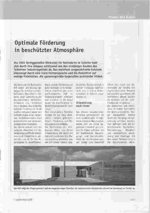 Vorschauseite 1: Optimale Förderung in beschützter Atmosphäre