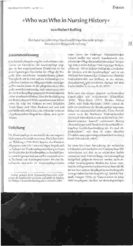 Vorschauseite 1: Who was Who in Nursing History