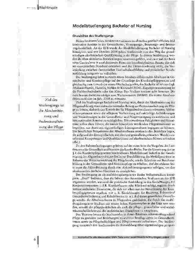 Vorschauseite 3: Anders als alle anderenDas integrierte Modell: Bachelor of Nursing an der Evangelischen Fachhochschule Berlin