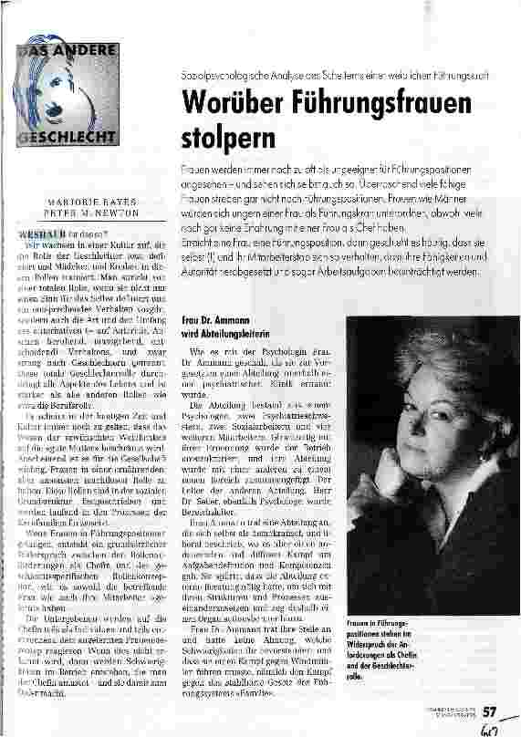 Vorschauseite 1: Worüber Führungsfrauen stolpern Sozialpsychologische Analyse des Scheiterns einer weiblichen Führungskraft