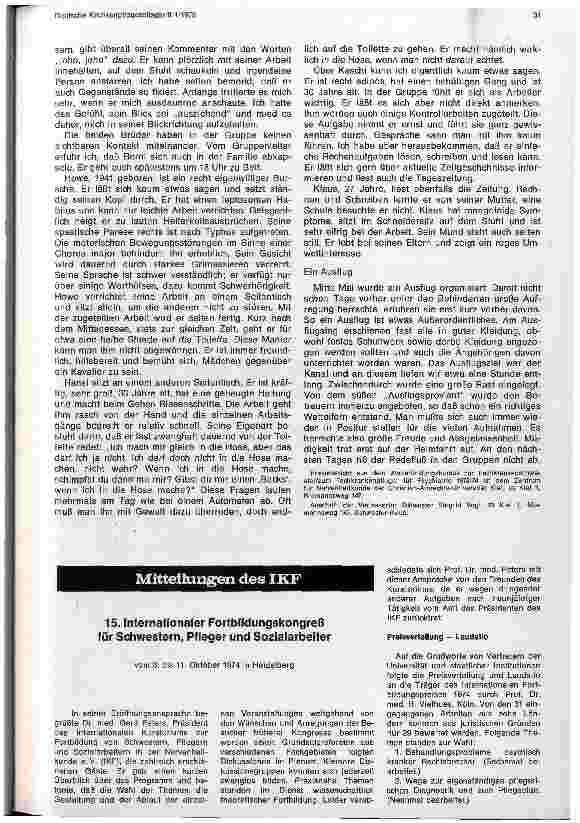 Vorschauseite 1: 15. Internationaler Fortbildungskongreß für Schwestern, Pfleger und Sozialarbeiter