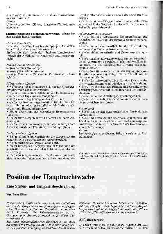 Vorschauseite 4: Stellenbeschreibung in der Anästhesie und Intensivpflege Beispiele aus dem St. Josefs-Hospital Wiesbaden