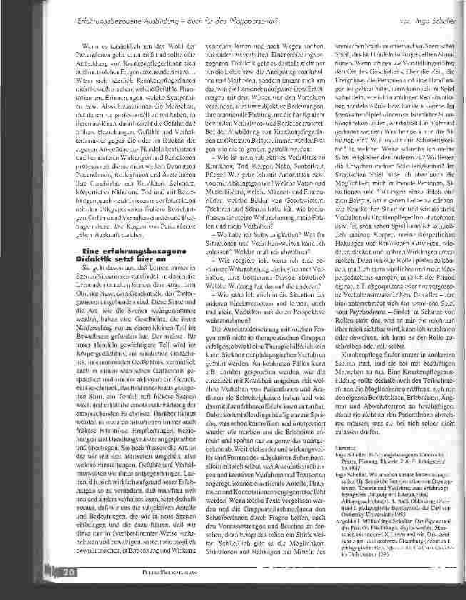 Vorschauseite 3: Erfahrungsbezogene Ausbildung - auch für das Pflegepersonal?