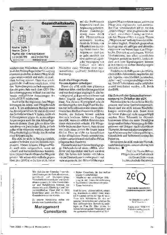 Vorschauseite 2: Die elektronische Gesundheitskarte - professioneller Austausch auch in der Pflege