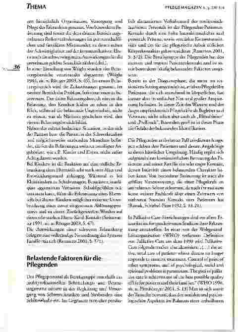 Vorschauseite 3: Als es ans Sterben ging war ich völlig auf mich alleine gestelltPSYCHOSOZIALE BELASTUNGSFAKTOREN IN DER BETREUUNG SCHWERSTKRANKER UND STERBENDER