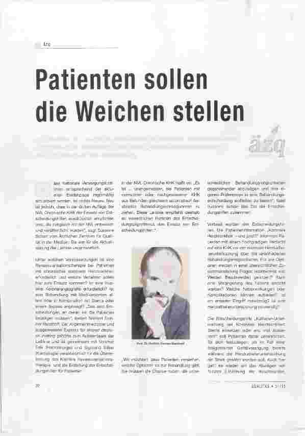 Vorschauseite 1: Patienten sollen die Weichen stellen