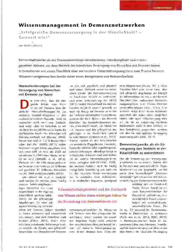 Vorschauseite 1: Wissensmanagement in Demenznetzwerken Cewusst wie!