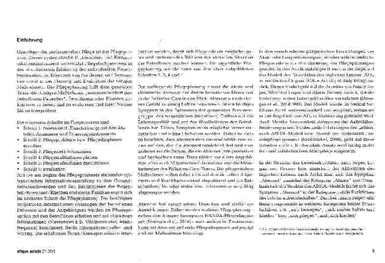 Vorschauseite 2: Evidenzbasierte exemplarische Pflegeplanung für die palliative Pflege