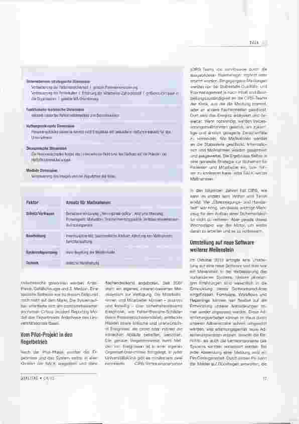 Vorschauseite 2: 10 Jahre CIRS in den Salzburger Landeskliniken (SALK) Ein Rückblick und Status quo