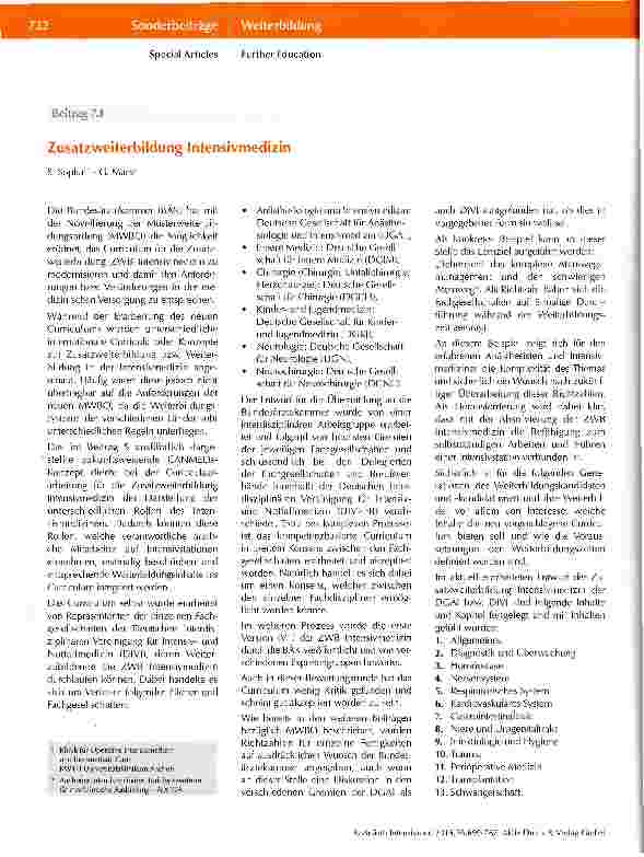 Vorschauseite 1: Zusatzweiterbildung Intensivmedizin