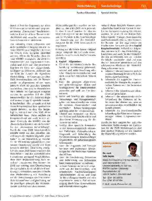Vorschauseite 2: Zusatzweiterbildung Intensivmedizin