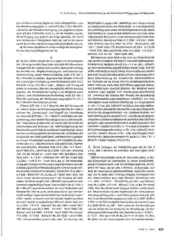 Vorschauseite 2: Keine Mitbestimmung bei der Weiter-beschäftigung eines JAV-Mitgliedes