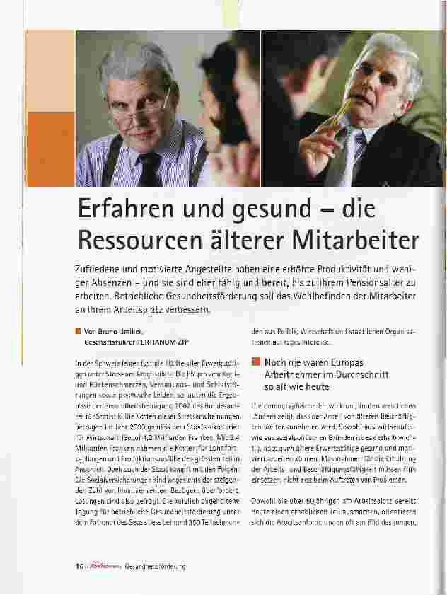 Vorschauseite 1: Erfahren und gesund - die Ressourcen älterer Mitarbeiter