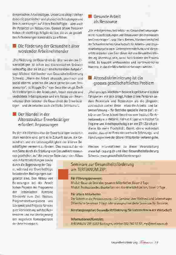Vorschauseite 2: Erfahren und gesund - die Ressourcen älterer Mitarbeiter