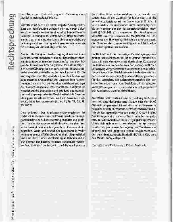 Vorschauseite 4: Kostenübernahme für Leistungen der Behandlungspflege - stündliches Absaugen der Atemwege