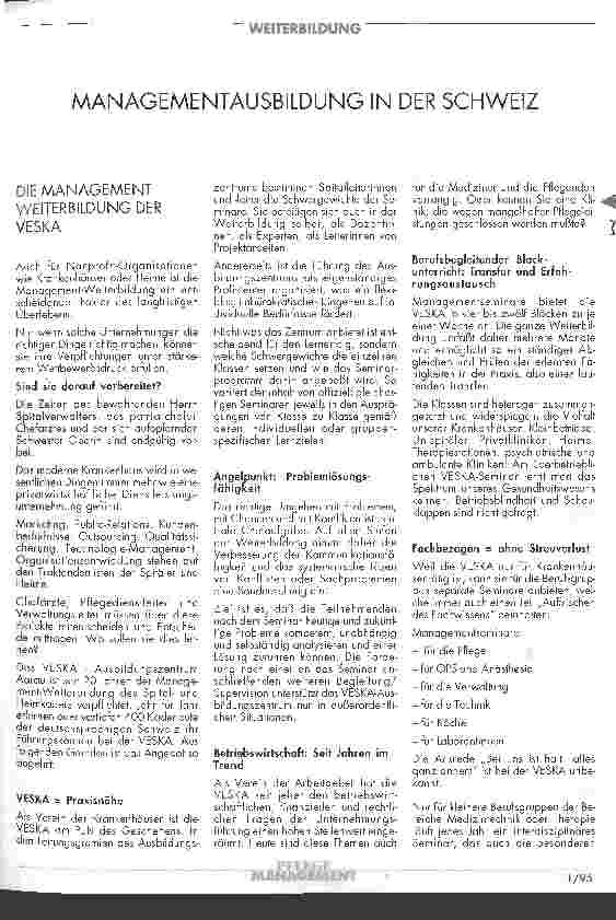 Vorschauseite 1: Managementausbildung in der Schweiz