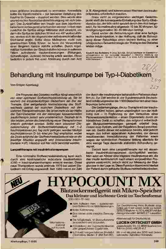 Vorschauseite 1: Behandlung mit Insulinpumpe bei Typ-I-Diabetikern