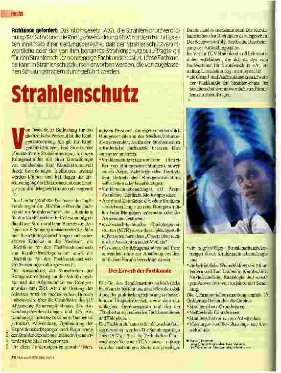 Vorschauseite 1: Strahlenschutz Fachkunde gefordert