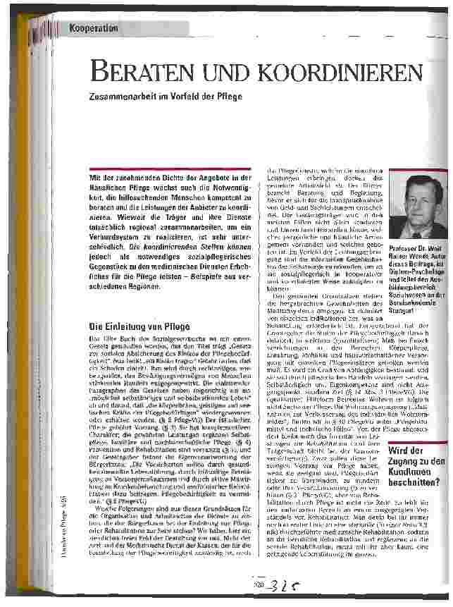 Vorschauseite 1: Beraten und koordinieren Zusammenarbeit im Vorfeld der Pflege