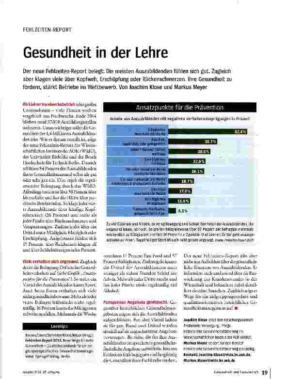 Vorschauseite 1: Gesundheit in der Lehre