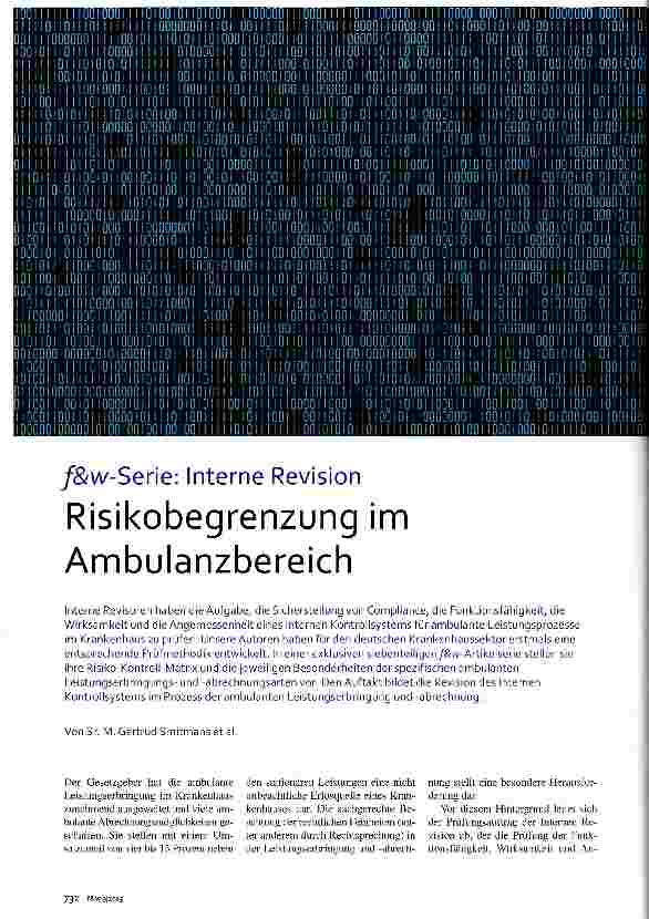Vorschauseite 1: Risikobegrenzung im Ambulanzbereich