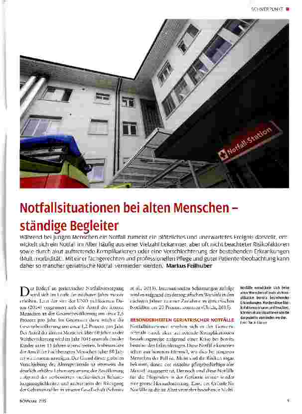 Vorschauseite 1: Notfallsituationen bei alten Menschen -ständige Begleiter