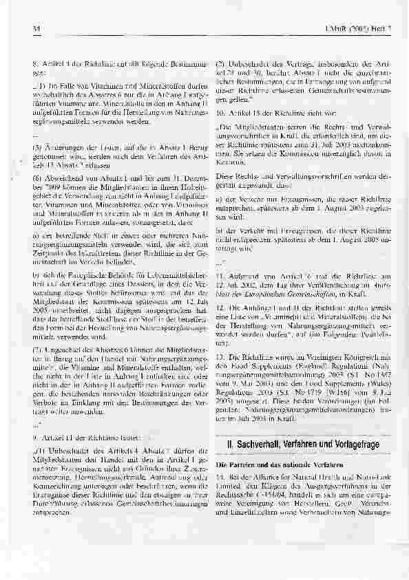 Vorschauseite 2: Wirksamkeit der Nahrungsergänzungsmittelrichtlinie