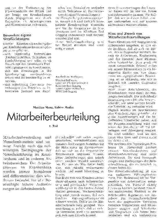 Vorschauseite 1: Mitarbeiterbeurteilung 1. Teil