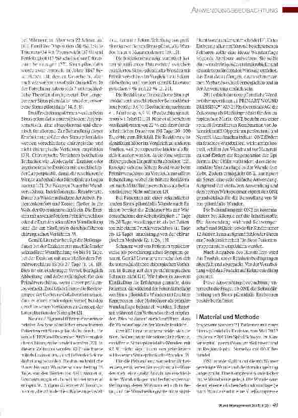 Vorschauseite 2: Pilonidal Sinus Wunden: Sekundäre Wundbehandlung nach chirurgischer Exzision mit einem pflanzlichen Wundtherapeutikum