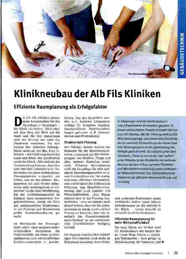 Vorschauseite 1: Klinikneubau der Alb Fils Kliniken