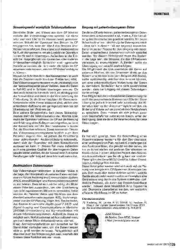 Vorschauseite 3: Videorouting im Integrierten OPÜberlegungen zu Planung und Ausschreibung eines Videomanagementsystems