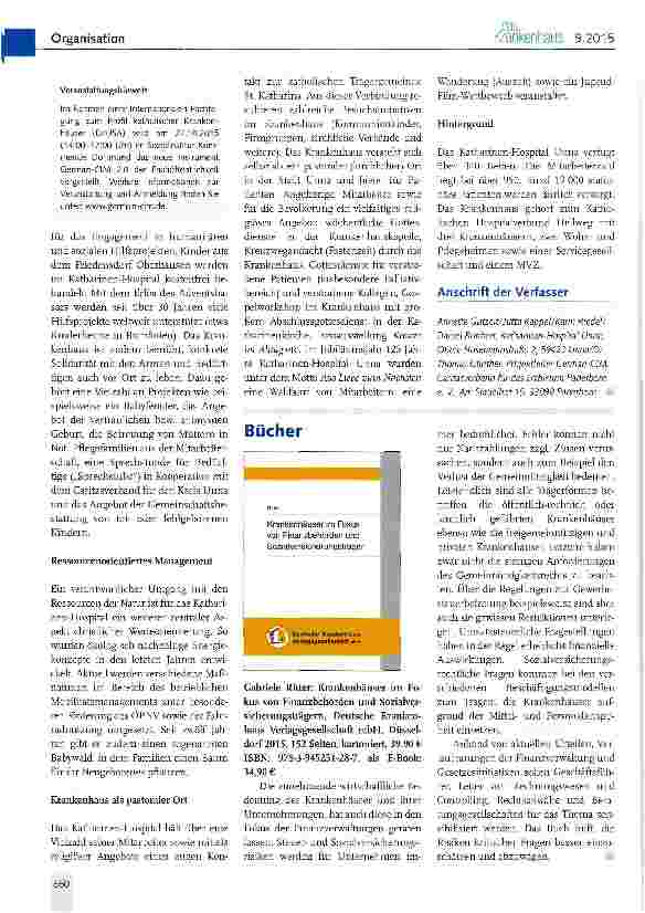 Vorschauseite 2: Christliche Werteund Profilentwicklung im konfessionellen Krankenhaus. Eine Zwischenbilanz des Pilotkrankenhauses Katharinen-Hospital Unna