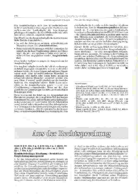 Vorschauseite 1: Krankheitsbedingte Kündigung - Betriebliches Eingliedeiungsmanagement