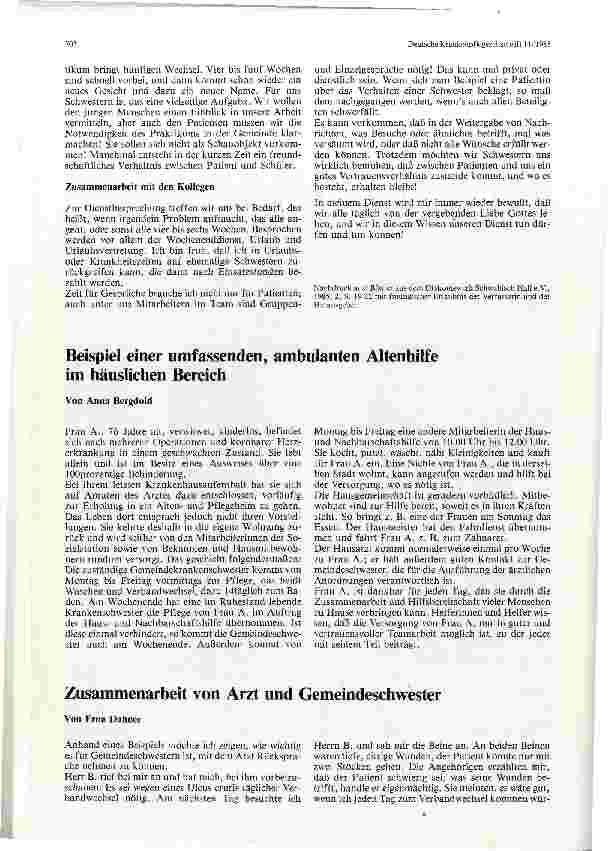 Vorschauseite 3: Berichte aus der Gemeindekrankenpflege