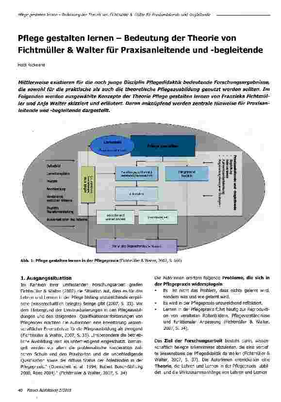 Vorschauseite 1: Pflege gestalten lernen - Bedeutung der Theorie von Fichtmüller & Walter für Praxisanleitende und -begleitende
