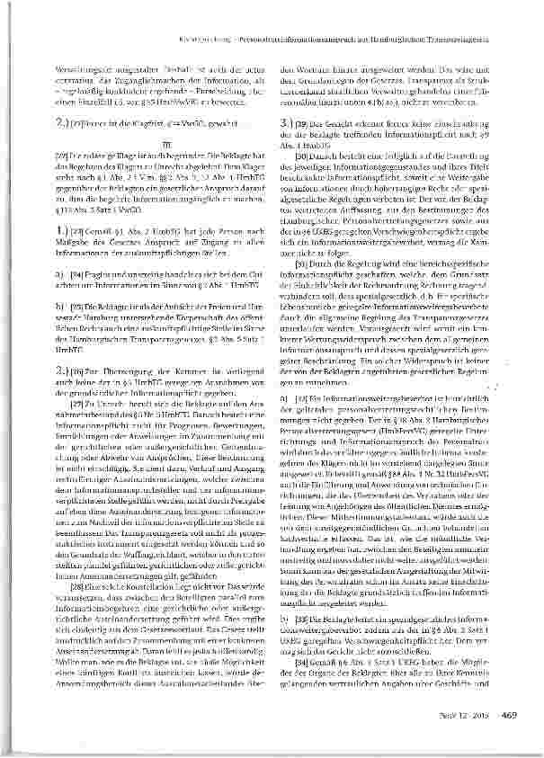 Vorschauseite 2: Personalratsinformationsanspruch aus Hamburgischem Transparenzgesetz