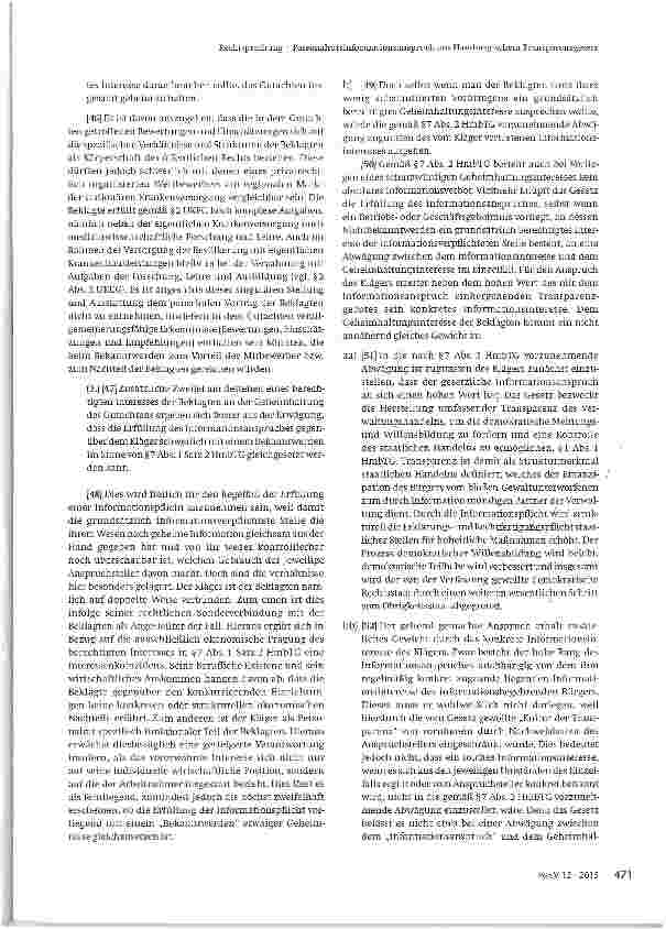 Vorschauseite 4: Personalratsinformationsanspruch aus Hamburgischem Transparenzgesetz