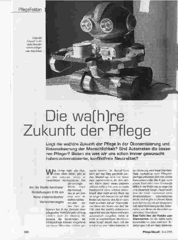 Vorschauseite 1: Die wa(h)re Zukunft der Pflege