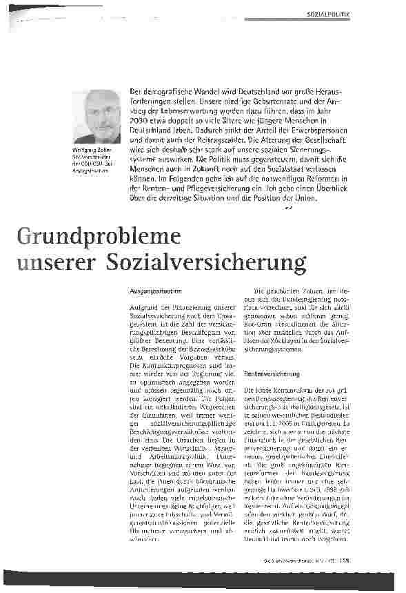 Vorschauseite 1: Grundprobleme unserer Sozialversicherung