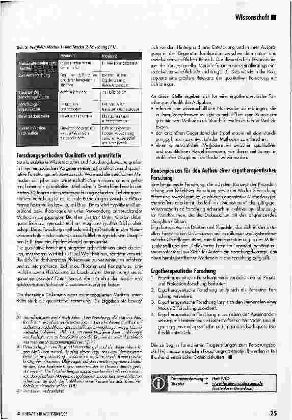 Vorschauseite 4: Aufbau einer ergotherapeutischen Forschung -Theoretische und empirische Grundlagen