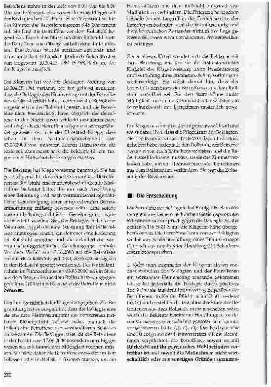 Vorschauseite 2: Sturz einer Heimbewohnerin aus dem Rollstuhl