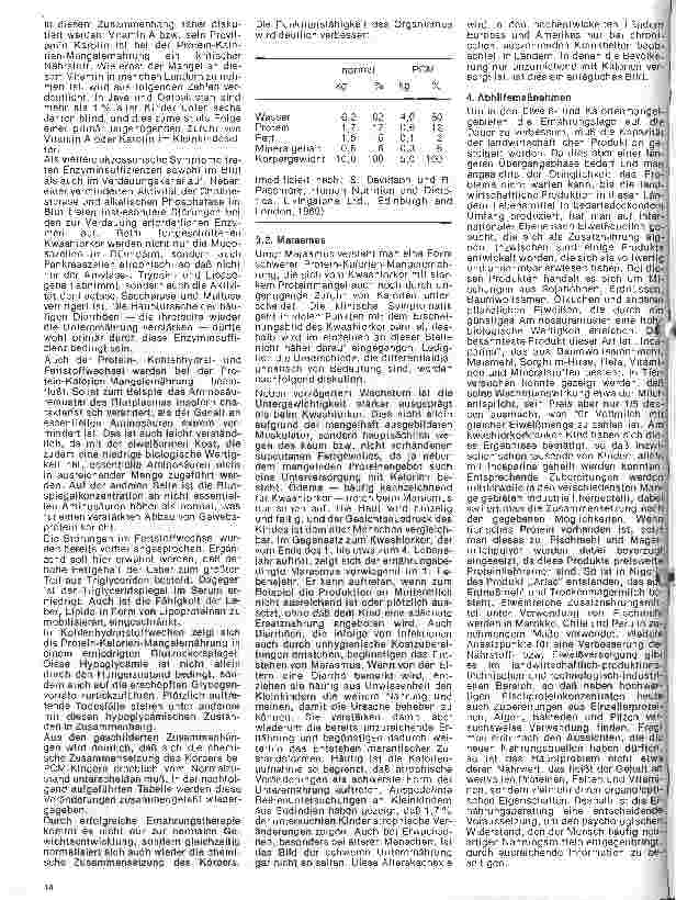 Vorschauseite 3: Einfluß der Ernährung auf Gesundheit und Leistungsfähigkeit 12. Folge: Protein - Kalorien - Mangelernährung