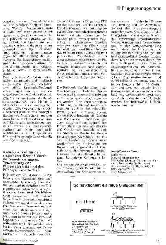Vorschauseite 3: Patientenbetreuung und Personaleinsatz bei der Durchführung ambulanten Operierens Auswirkungen des ambulanten Operierens im Krankenhaus auf die Organisation des Pflegedienstes