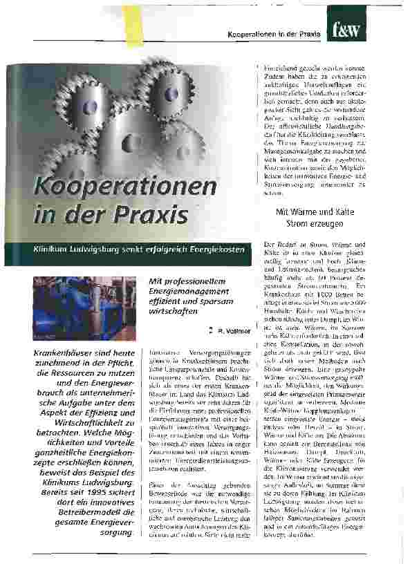 Vorschauseite 1: Kooperationen in der PraxisKlinikum Ludwigsburg senkt erfolgreich Energiekosten