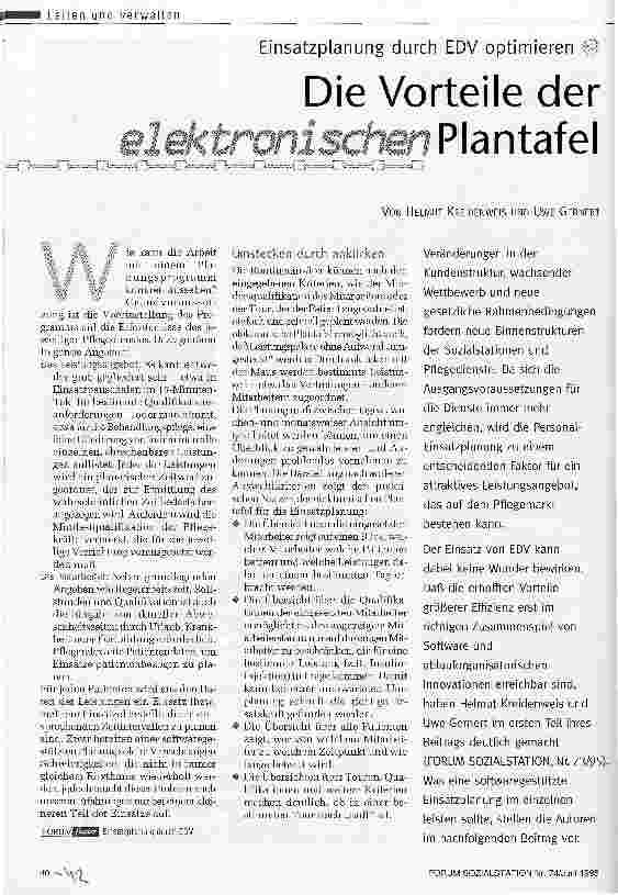 Vorschauseite 1: Die Vorteile der elektronischen Plantafel Einsatzplanung durch EDV optimieren