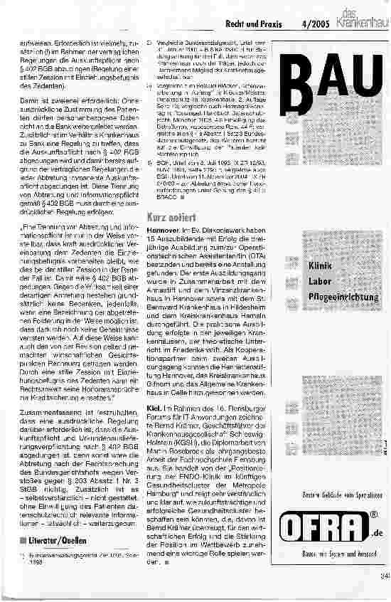 Vorschauseite 3: Recht und PraxisAmbulante Operationen mit anschließendem stationären Aufenthalt
